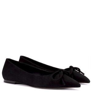 Larroude Lee Flat in Black Suede
